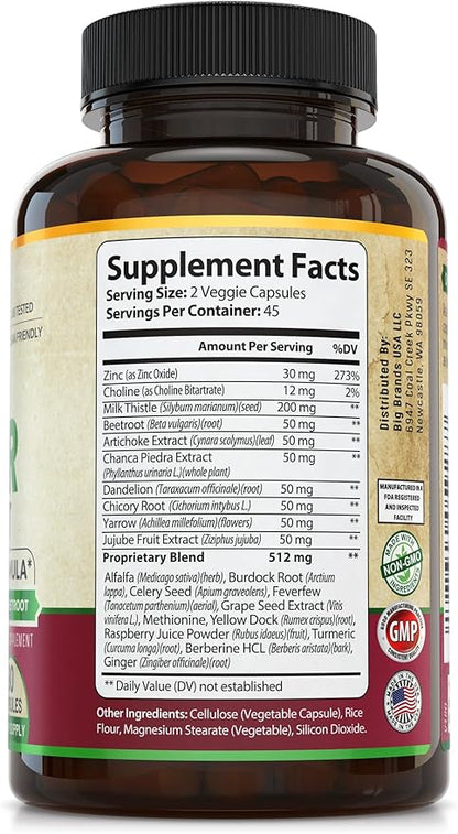 Advanced Liver Cleanse Detox & Repair Formula with Milk Thistle. Liver Detox & Support Supplement for Men & Women, USA Made. Liver Repair & Detox Support, 512mg