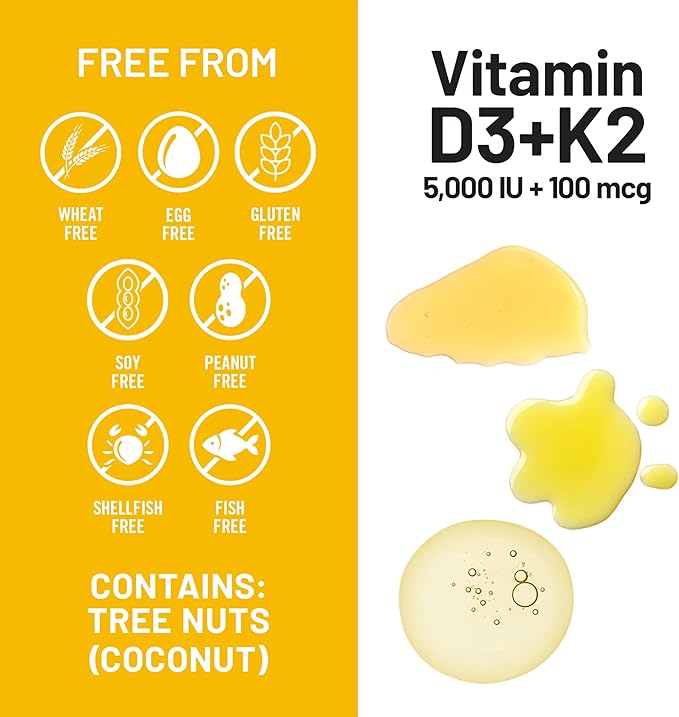 NatureWise Vegan Vitamin D3 + K2 with Organic Coconut MCT Oil - Natural D3 5000IU + Natural K2 100mcg - High Absorption Bone Support - Soy & Gluten Free - USA Manufactured - 90 Softgels[90-Day Supply]