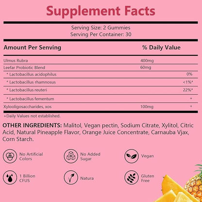 Her Juicy Premium Feminine Probiotics Gummies for Women, Pineapple Flavor Feminine Gummies with Slippery Elm Support pH Balance, Improve Immune, Vegan, Gluten Free, Purple, 2 Packs