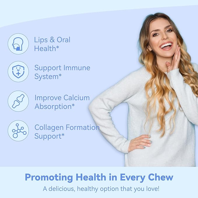 L-Lysine 1000mg Gummies, Chewable Lysine Supplement for Adults, Immune Support, Collagen Formation Support, Vegan, Gluten Free - 60 Counts