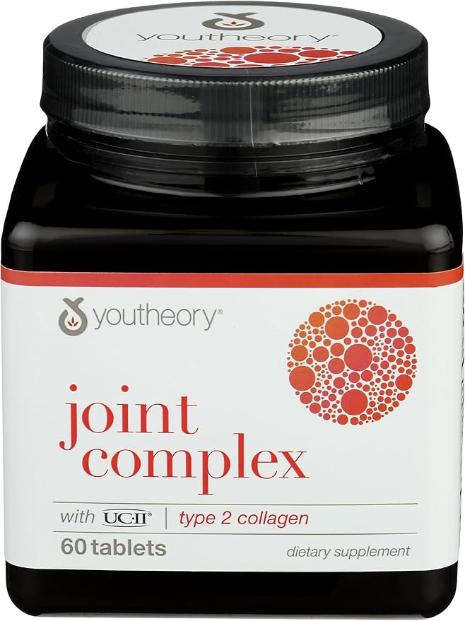 Youtheory Joint Complex with UC-II Collagen - Type 2 Collagen Peptides for Joint Support* - with Boswellia, Ginger & Turmeric - Supports Anti-Aging* - 60 Count (30-Day Supply)