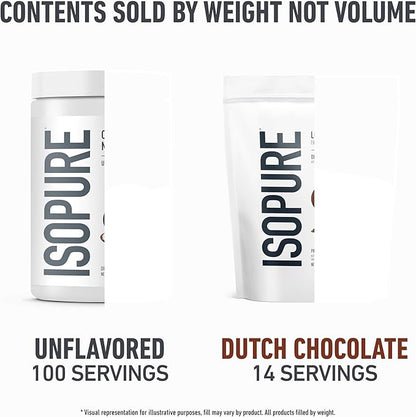 Isopure Bundle of Low Carb 100% Pure Whey Isolate Protein Powder, Dutch Chocolate, 25g Protein Per Serving, 1 Lb, 15 Servings + Isopure 100% Pure Creatine Monohydrate Powder, 100 Servings