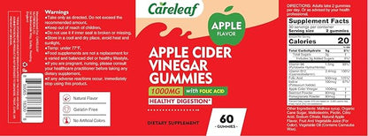 Apple Cider Vinegar Gummies, Metabolism Gummy with 1000mg AVC & Vitamin B6 Vitamin B12, ACV Gummies for Metabolism, Digestion, Detox, Gut & Immune Health, 60 Counts