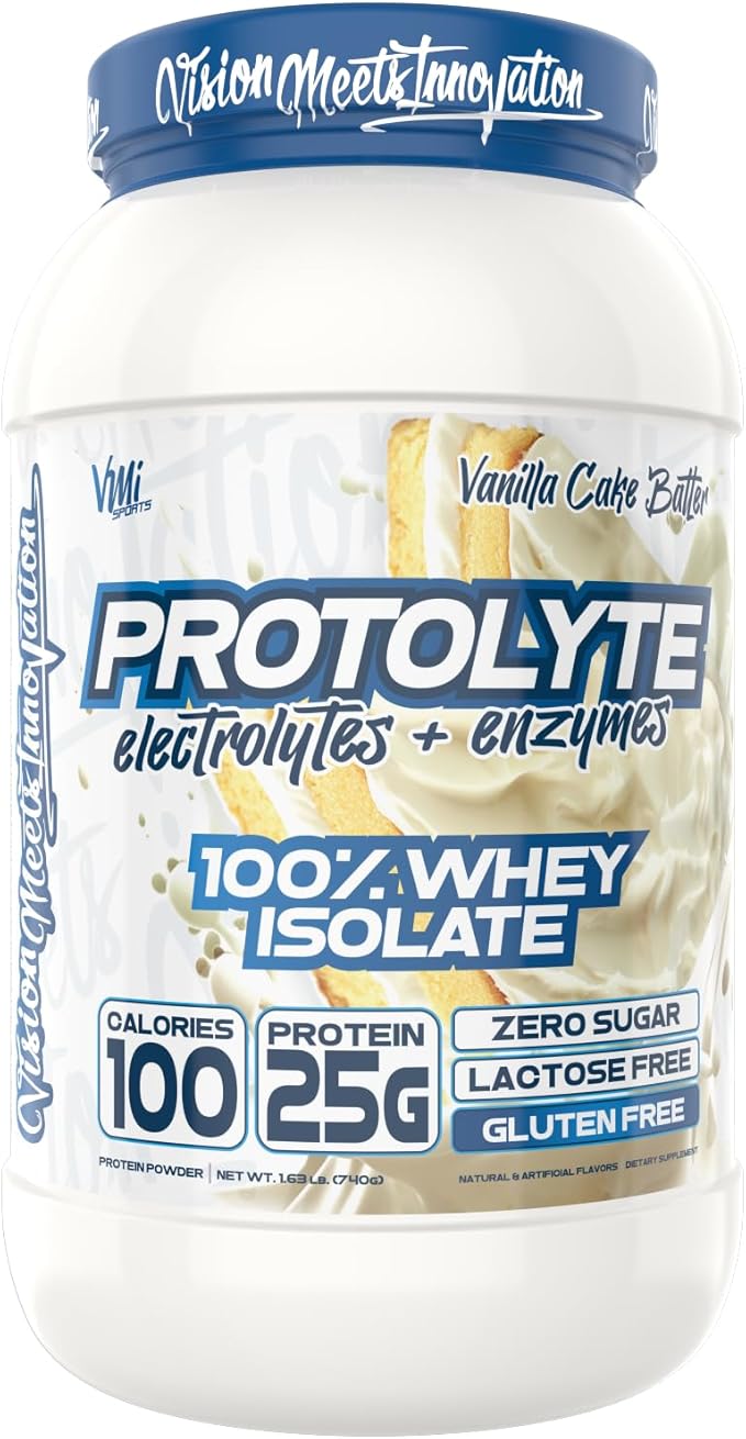 VMI Sports | ProtoLyte Whey Isolate Protein Powder | Low Calorie Whey for Weight Loss and Muscle Gain | Digestive Enzymes | Non-GMO (1.6 lb, Vanilla Cake Batter)