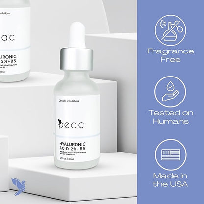 Hyaluronic Acid 2% + B5 Serum 30ml/1oz – USA Made - All Skin Types - Hyaluronic Acid for Face – Hydrating, Plumping & Lightweight – Fragrance Free Skincare – Moisturizing Face Serum for Women
