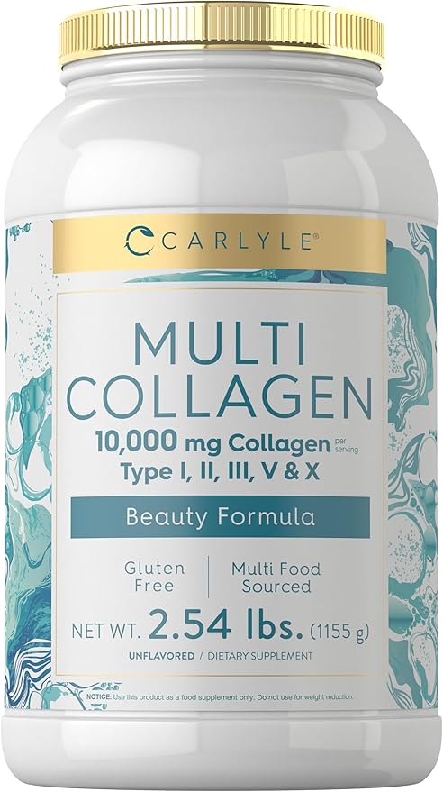 Carlyle Multi Collagen Peptides Powder 40 oz | Type I, II, III, V, X | Supplement Blend with Protein | Multi Food Sourced | Non-GMO, Gluten Free