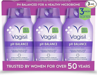 Vagisil Feminine Wash for Intimate Area Hygiene, pH Balance, Gynecologist Tested, Hypoallergenic, 12 oz, (Pack of 3)