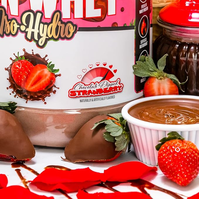 MuscleSport Lean Whey Revolution™, Whey Protein Isolate with Hydrolyzed Whey - Low Calorie, Low Carb, Low Fat, Incredible Flavors - 25g protein per scoop (2LB, Chocolate Dipped Strawberry)