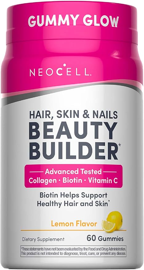 NeoCell Hair Skin and Nails Gummies | 60 Count | Collagen Peptides Plus Biotin | with Vitamins C and E | Advanced Beauty Builder Formula | for Women and Men