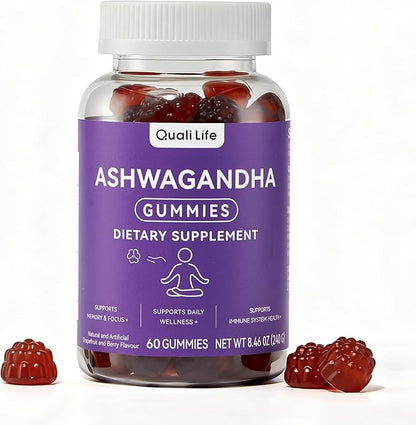 Ashwagandha Gummies for Relax & Cortisol Support – High Strength Root Extract with Cranberry & Chaste Tree, Grapefruit & Berry Flavour – Vegan, Non-GMO, Gluten-Free – 60 Gummies (30 Days)