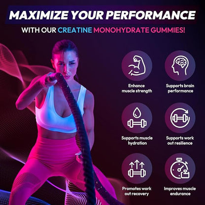 Cytona Creatine Gummies Monohydrate Complex 9000MG, Pre-Workout for Men & Women, Creatine Gummy with L-Taurine, BCAA 2:1, B12/6 for Muscle Support, Enhance Strength, Energy Boost-120 Count