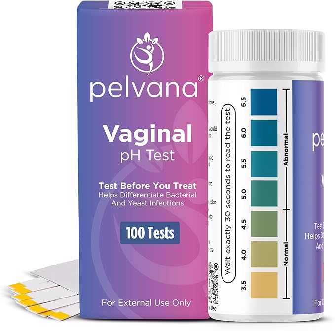 Pelvana Vaginal pH Test Strips for Women – 100 Strips, at-Home BV and Yeast Infection Test Kit, Vaginal pH Tester to Differentiate Between Conditions