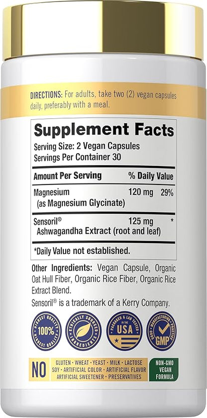Carlyle Cortisol Supplement | 60 Vegan Capsules | Ashwagandha & Magnesium Complex | Non-GMO, Gluten Free