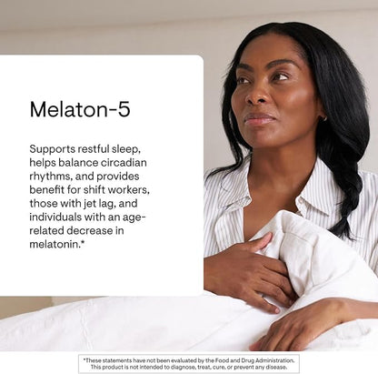 THORNE - Melaton-5-5 mg Melatonin Supplement - Supports Normal Circadian Rhythms, Restful Sleep & Relaxation* - Third-Party Certified - Gluten, Dairy & Soy-Free - 60 Capsules