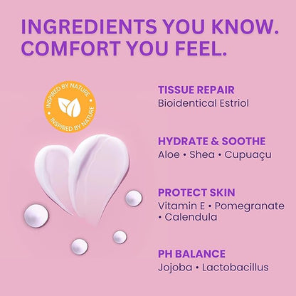Bioidentical Estriol Cream for Women - Intimate Moisturizing Cream for Women - Menopause Relief for Vaginal Dryness & Vulva Itch – 50g / 1.76 oz (3 Month Supply)