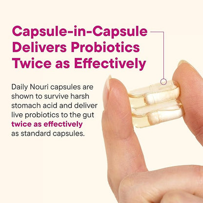 Daily Nouri Probiotics for Women | Vaginal Health + Urinary Tract Support | Vaginal pH & Microbiome Balance | 5 Clinically Studied Strains + Cranberry & Omega | 30-Day Supply