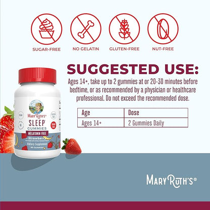 MARYRUTH'S Sleep Gummies | Sugar Free | NO Melatonin | L Theanine | Lemon Balm Leaf | Chamomile | Vitamin B6 | Relaxation & Sleep Support | Stress Relief | Vegan | Gluten Free | 60 Count