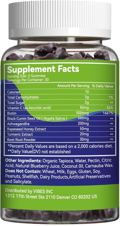 2 Pack Black Seed Oil Gummies, Organic Black Cumin Seed Oil Gummies, Black Cumin Seed Oil Organic 500mg, Chewable Black Seed and Honey Gummies, Vegan, 120 Gummies