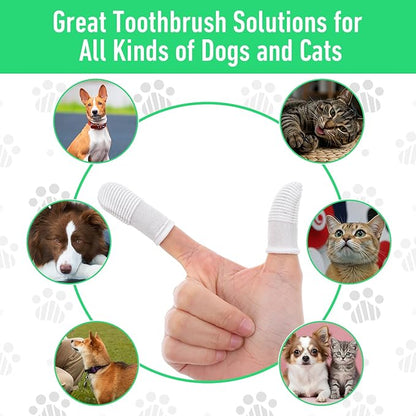 YUIANLB 50 Pcs Pet Dental Care Kit Finger Toothbrush Oral Cleaning Wipes Soft Washable Fabric Freshens Breath Reduces Plaque Tartar Complete Oral Hygiene Set for Puppies Kittens at Home