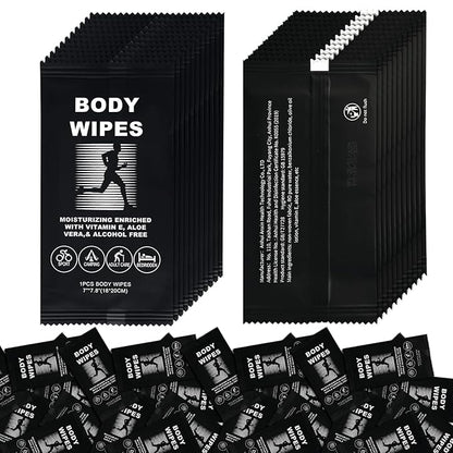 Body Wipes for Women and Men Individually Wrapped Face and Body Wipes, Bath Wipes for Adults No Rinse Personal Cleansing Wipes Travel, Bulk Deodorant for Homeless Shower Wipes for Camping Hiking (50)