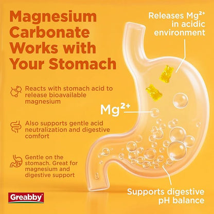 Magnesium Carbonate 500mg Gummies, Magnesium Supplement for Muscle & Digestive Support, High Absorption Formula, Vegan, Pineapple Flavor, 60 Chewables