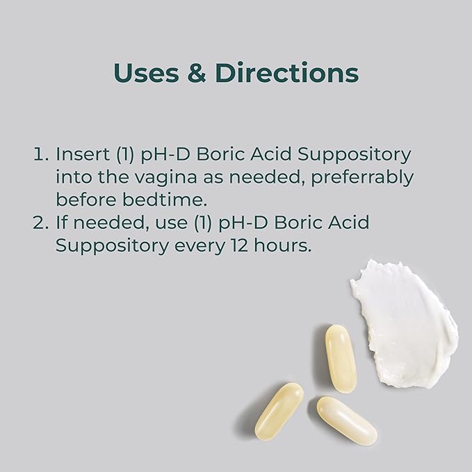 pH-D Feminine Health Support - Boric Acid Moisturizing Suppository - Woman Owned - for Vaginal Odor - Paraben-Free and Cruelty-Free - 14 Count