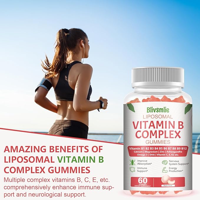 33-IN-1 Liposomal Overall 3500mg + Vitamin B Complex Gummies -B1, B2, B3, B4, B5, B6, B7, B8, B9,B12 | Vitamin C, D3,K2 | Coq10 Omega 3 etc for Energy, Brain,Immune,Skin Support &Heart Support ﻿