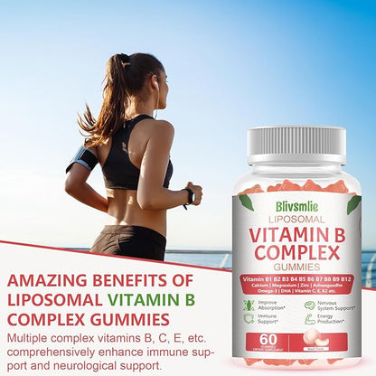 33-IN-1 Liposomal Overall 3500mg + Vitamin B Complex Gummies -B1, B2, B3, B4, B5, B6, B7, B8, B9,B12 | Vitamin C, D3,K2 | Coq10 Omega 3 etc for Energy, Brain,Immune,Skin Support &Heart Support ﻿