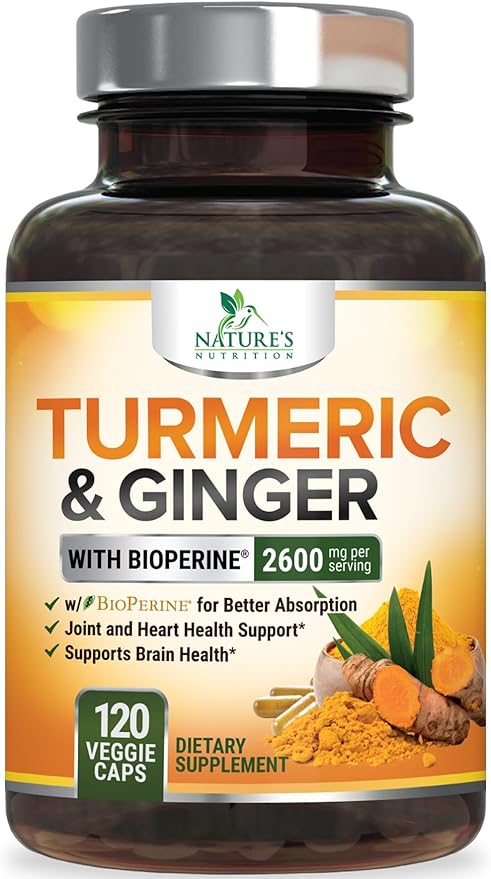 Turmeric Curcumin Supplement - 2000mg Organic Turmeric Per Serving - 95% Curcuminoids, Ginger & BioPerine Black Pepper for Best Absorption - Natural Vegan Joint Support, Bottled in USA - 120 Capsules