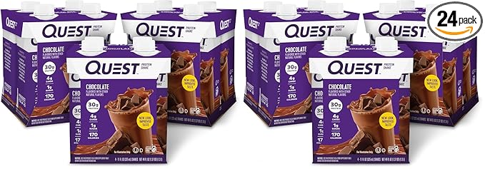 Quest Nutrition Ready To Drink Chocolate Protein Shake,30g Protein,4g Net Carbs,Gluten Free,Keto Friendly,11 fl oz,(Pack of 24)