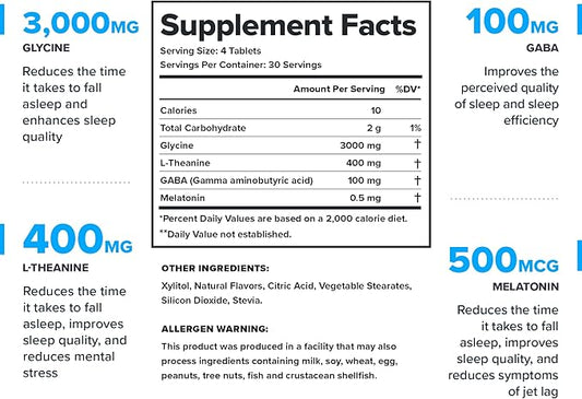 LEGION Lunar Natural Sleep Aid Chewable Tablets with Melatonin, L-Glycine, 30 Serving