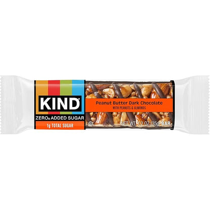 Kind Zero Added Sugar Healthy Snacks Bars, Peanut Butter Dark Chocolate, Gluten Free, High Fiber, Keto Snacks, 5g Protein, 5 Count