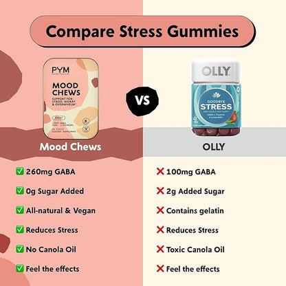 PYM Mood & Focus Chews Variety Pack, 60 Count | Berry & Citrus Mood Chews + Attention Chews | GABA, L-Theanine, L-Carnitine | Vegan, Non-GMO, Caffeine-Free