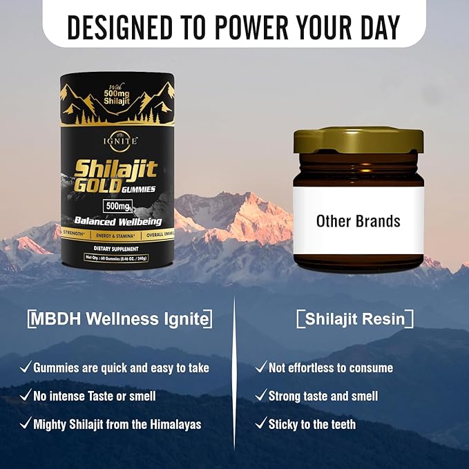 Pure Himalayan Shilajit Gummies – 75%+ Fulvic Acid, High Potency Gold Grade – Blend for Energy, Vitality & Immune Support, Travel - Friendly, Tamarind Flavor – 60 Gummies