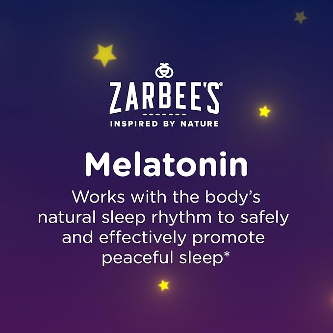 Zarbee's Kids Melatonin Chewable Tablet, 1mg Melatonin, Drug-Free & Effective Sleep Supplement, Natural Grape Flavor, No Artificial Sweeteners or Dyes, Gluten Free, Ages 3+, 50 ct