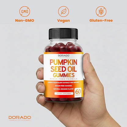 Pumpkin Seed Oil Gummies 4000mg Sugar Free Gummy Supplement with Pumpkin Seed Extract for Adults - Delicious Orange Flavor , Non GMO - Gluten Free , Vegan Supplement & USA Made (60 Capsules)