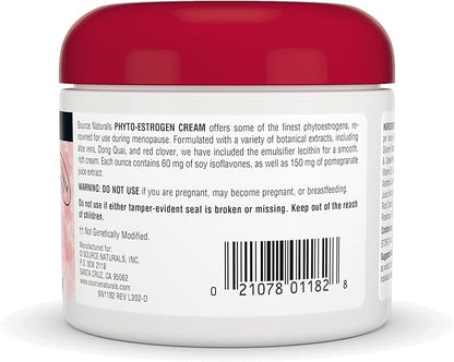 Source Naturals Phyto-Estrogen Cream, Paraben-Free - 4 oz Cream