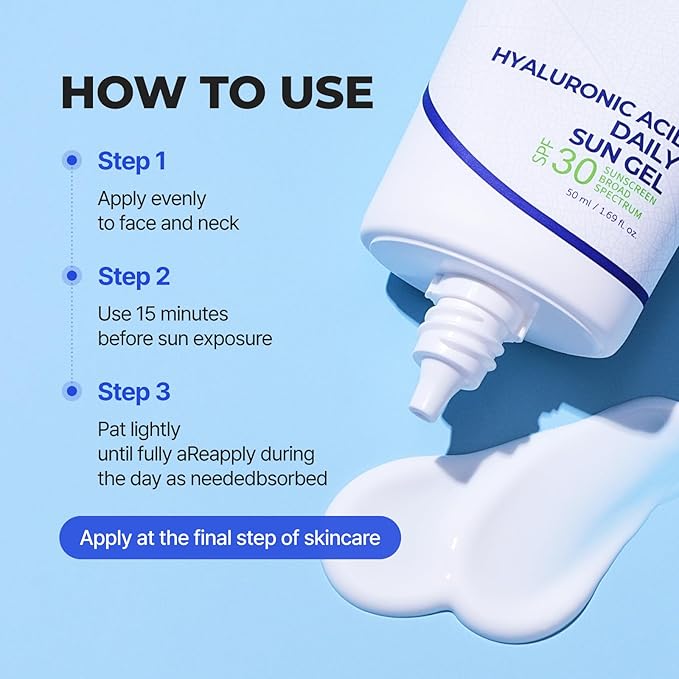 ISNTREE Hyaluronic Acid Daily Sun Gel 50ml, 1.69 fl oz, SPF 30, Korean Skincare, Moisturizing, No White Cast, Lightweight, Mild Formula, Daily SPF, Korean Sunscreen