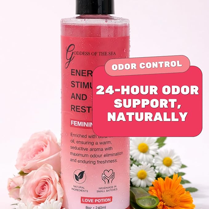 Love Potion Feminine Wash – Rose Yoni Cleanser for Women, Natural Intimate Wash with Aloe & Essential Oils, Odor Control & pH Balanced Daily Care, Plant-Based Formula, 240ml