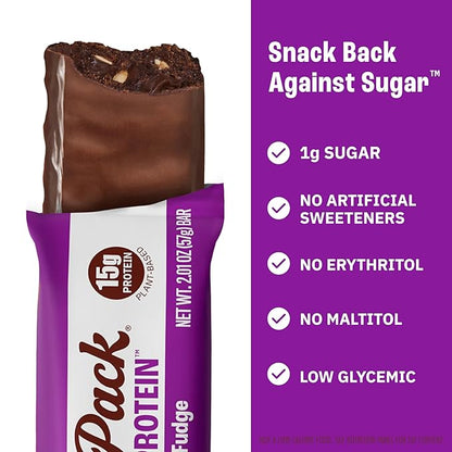 Munk Pack Brownie Nut Fudge Keto Protein Bars | 15g Protein, 1g Sugar, 4g Net Carbs | Vegan, Plant-Based Snacks for Gut Health | 12 Count