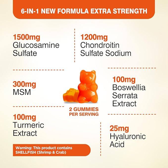 Glucosamine Chondroitin Gummies Sugar Free, Gummies Supplements for Adults Men & Women, 120 Count