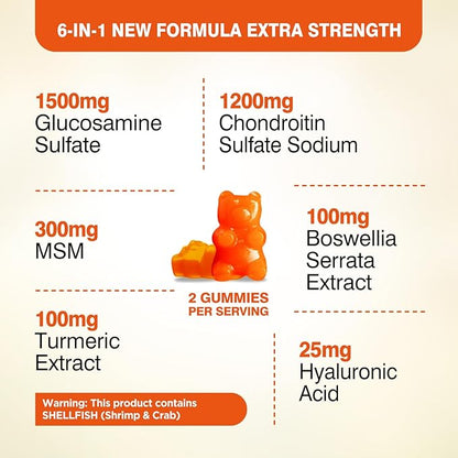 Glucosamine Chondroitin Gummies Sugar Free, Gummies Supplements for Adults Men & Women, 120 Count