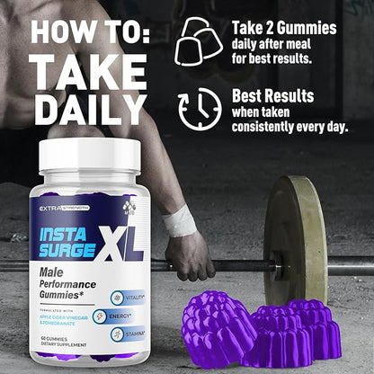 Insta Surge XL Gummies, Official InstaSurge XL Gummys with All Natural Ingredients, Insta SurgeXL Advanced Health Support Supplement Maximum Strength Active Lifestyle Multivitamin Gummys (60 Gummies)