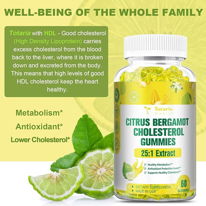 (2 Packs) Sugar Free Citrus Bergamot Gummies for Healthy Cholesterol - All Natural Supplements 25:1 Extract From Italy Bergamot Supplement for Immune Support Healthy Anti-Aging Sugar-Free Vegan Pectin