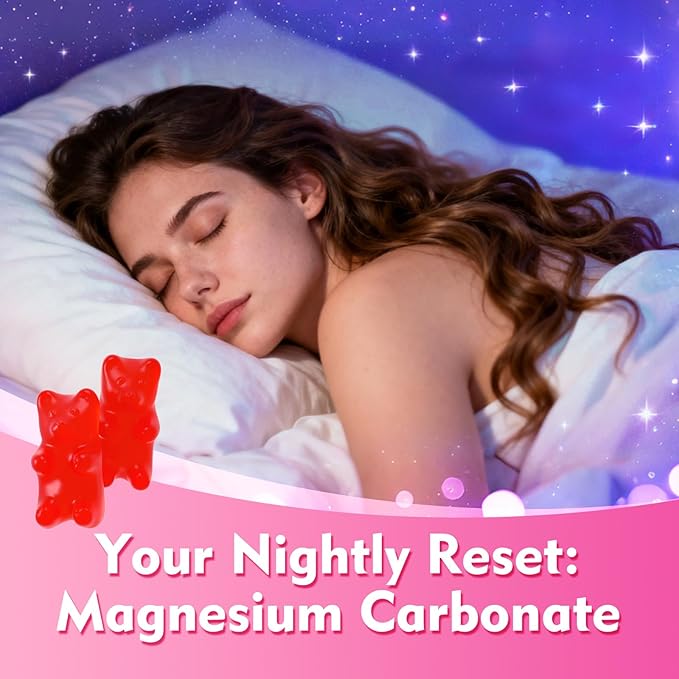 Magnesium Carbonate 500mg Gummies, High Absorption Magnesium Supplement for Adults - Support Muscle Function, Vegan, Sugar Free, Raspberry Flavor, 60 Count