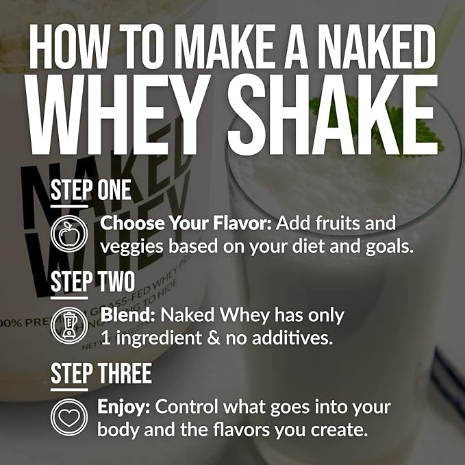 NAKED Whey 1Lb - Only 1 Ingredient, Grass Fed Whey Protein Powder, NSF Certified, Undenatured, No Gmos, No Soy, Gluten Free, Stimulate Growth, Enhance Recovery - 15 Servings