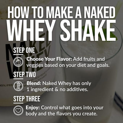 NAKED Whey 1Lb - Only 1 Ingredient, Grass Fed Whey Protein Powder, NSF Certified, Undenatured, No Gmos, No Soy, Gluten Free, Stimulate Growth, Enhance Recovery - 15 Servings