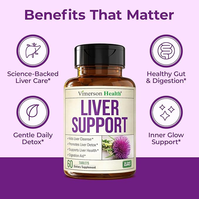 Vimerson Health Liver Cleanse Detox & Repair - Milk Thistle Supplement with Silymarin, Dandelion Root, Artichoke & Zinc for Liver Support, Digestion, Energy with Milk Thistle Extract, 60 Tablets