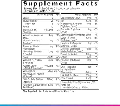Livingood Daily Collagen Powder for Women and Men, Vanilla, Grass Fed Protein, Hydrolyzed Collagen Peptides with Vitamin C & Multi Vitamins for Hair, Skin, Nail & Gut Health, Gluten Free, 30 Servings