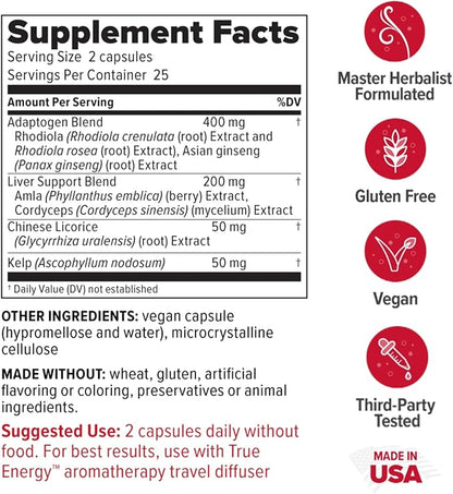 Redd Remedies, True Energy, Supports Energy Production and Stamina, 50 Vegan Capsules